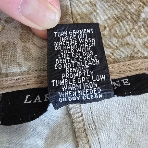 Larry Levine Snakeskin Print Trousers Grey Black Stretch Cotton Pants Size 12 - Picture 14 of 16